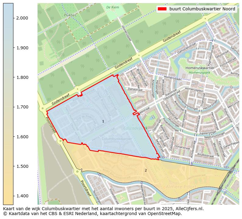 Afbeelding van de buurt Columbuskwartier Noord op de kaart.