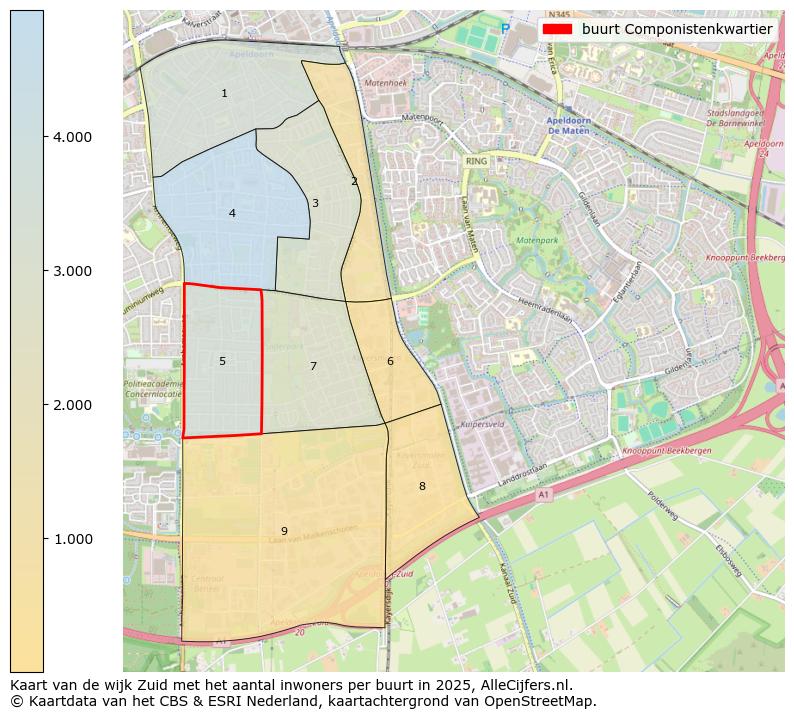Afbeelding van de buurt Componistenkwartier op de kaart.