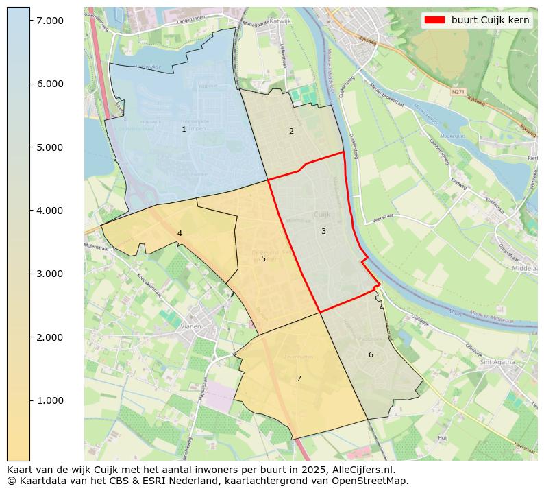 Afbeelding van de buurt Cuijk kern op de kaart.