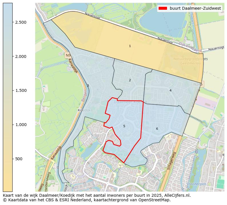 Afbeelding van de buurt Daalmeer-Zuidwest op de kaart.