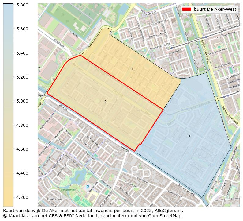 Afbeelding van de buurt De Aker-West op de kaart.