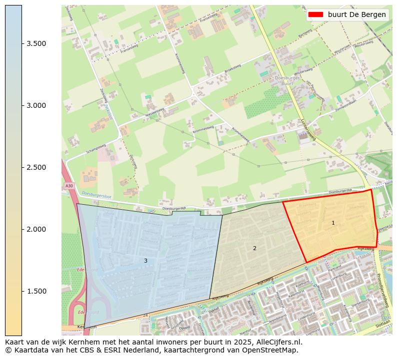 Afbeelding van de buurt De Bergen op de kaart.