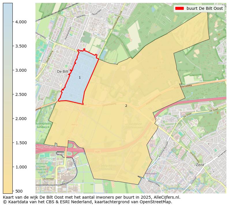 Afbeelding van de buurt De Bilt Oost op de kaart.