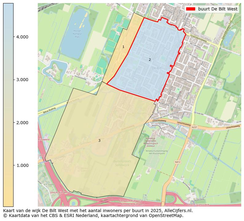 Afbeelding van de buurt De Bilt West op de kaart.