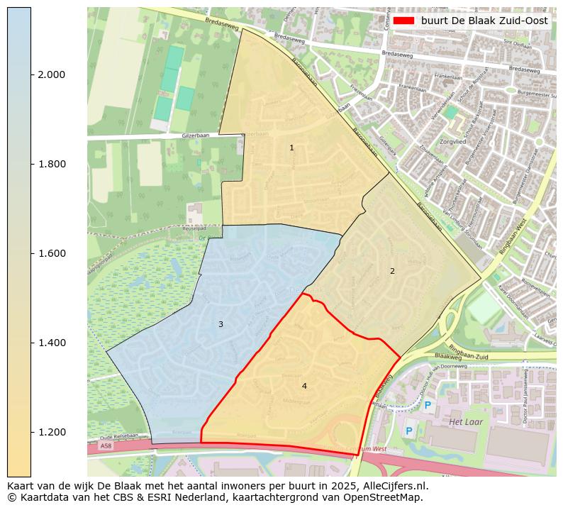 Afbeelding van de buurt De Blaak Zuid-Oost op de kaart.