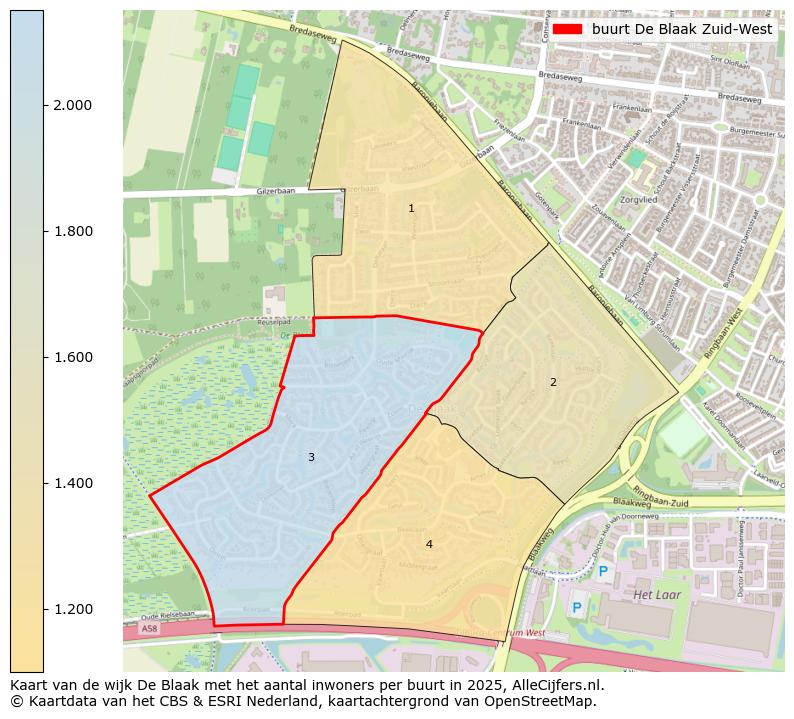 Afbeelding van de buurt De Blaak Zuid-West op de kaart.
