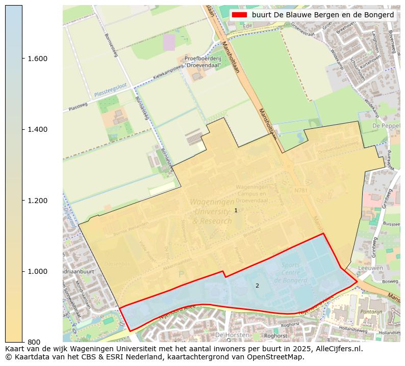 Afbeelding van de buurt De Blauwe Bergen en de Bongerd op de kaart.