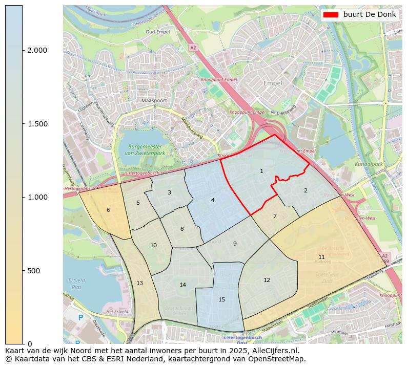 Afbeelding van de buurt De Donk op de kaart.