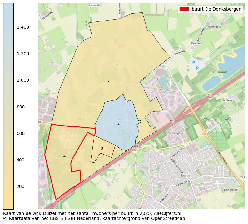 Afbeelding van de buurt De Donksbergen op de kaart.