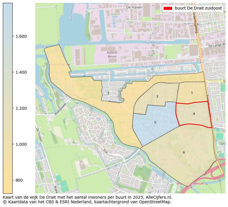 Afbeelding van de buurt De Drait zuidoost op de kaart.