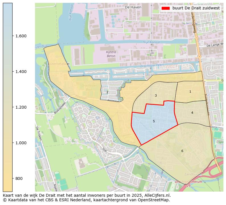 Afbeelding van de buurt De Drait zuidwest op de kaart.