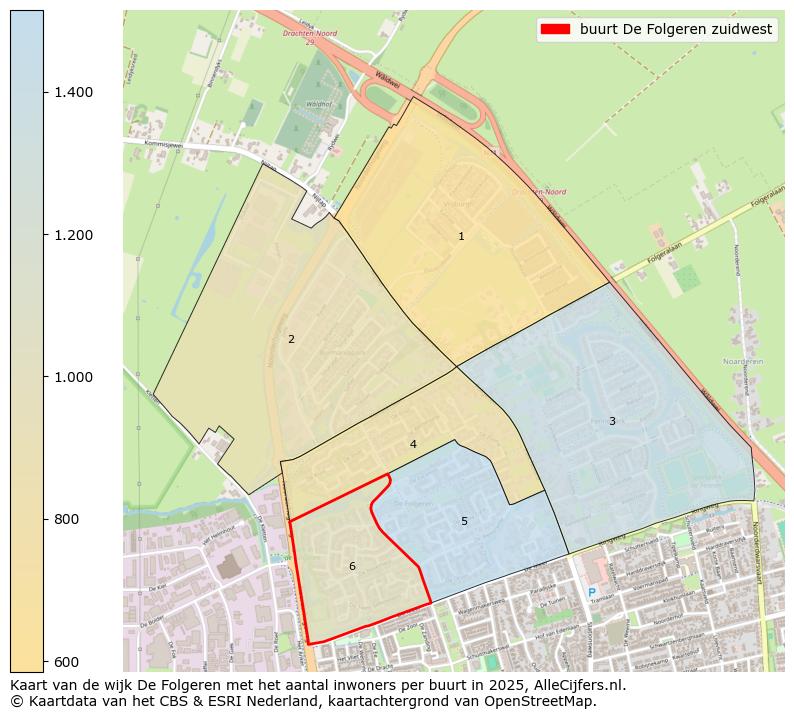 Afbeelding van de buurt De Folgeren zuidwest op de kaart.