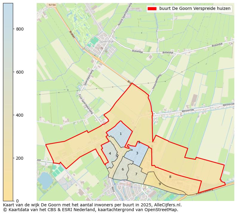 Afbeelding van de buurt De Goorn Verspreide huizen op de kaart.