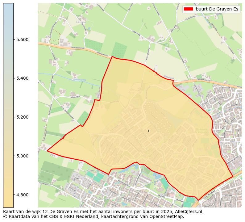 Afbeelding van de buurt De Graven Es op de kaart.