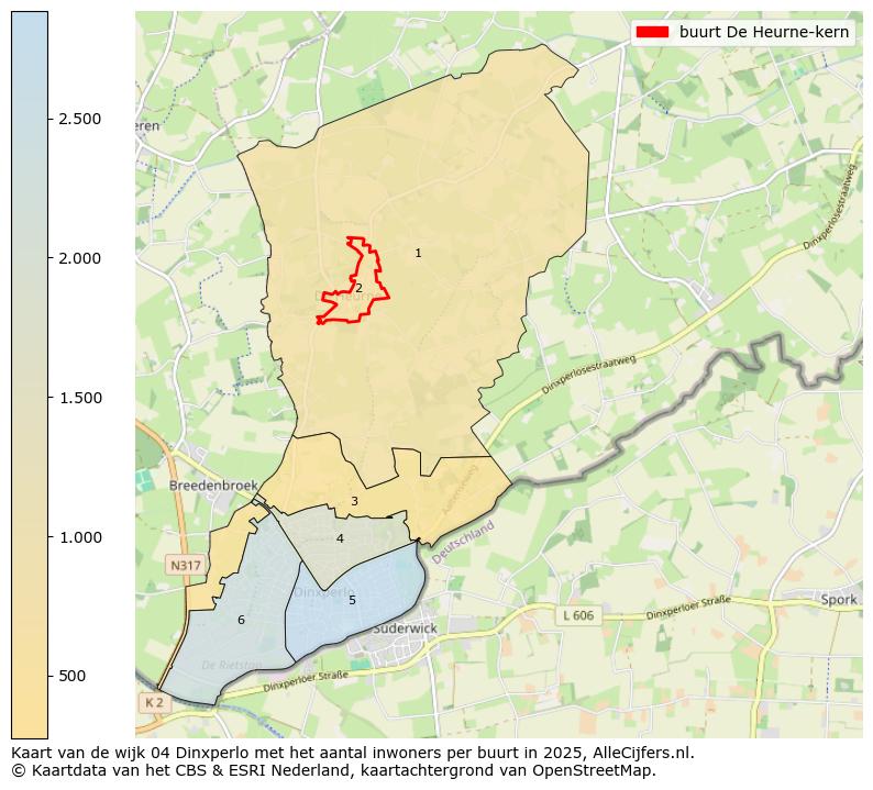 Afbeelding van de buurt De Heurne-kern op de kaart.