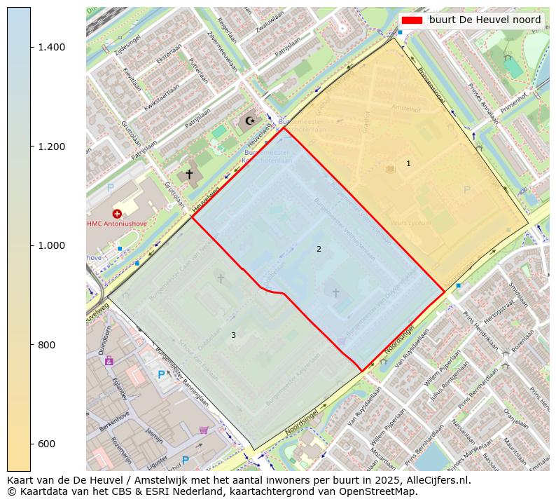 Afbeelding van de buurt De Heuvel noord op de kaart.