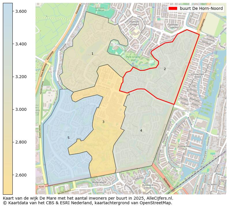 Afbeelding van de buurt De Horn-Noord op de kaart.