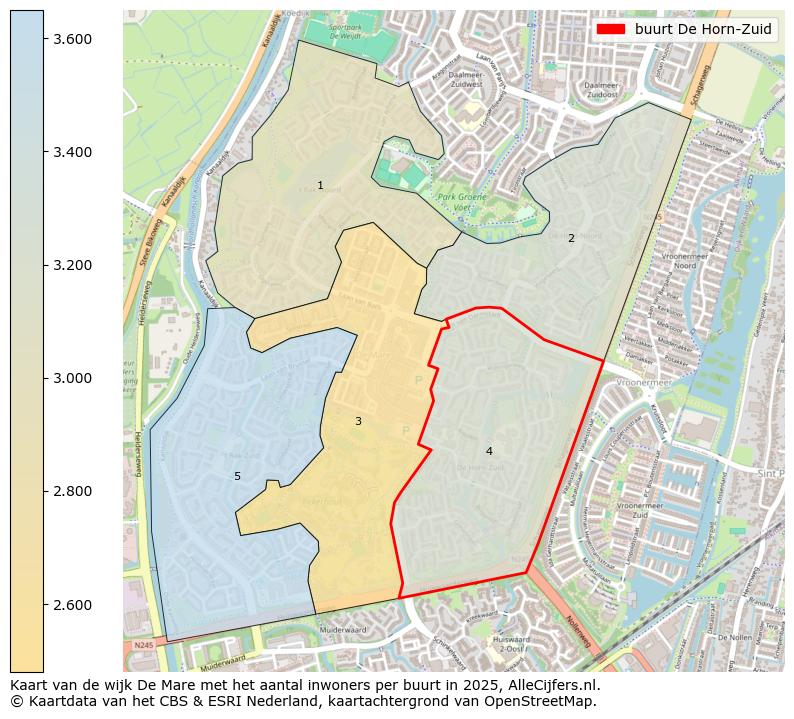 Afbeelding van de buurt De Horn-Zuid op de kaart.