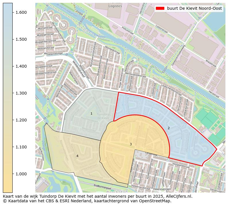 Afbeelding van de buurt De Kievit Noord-Oost op de kaart.