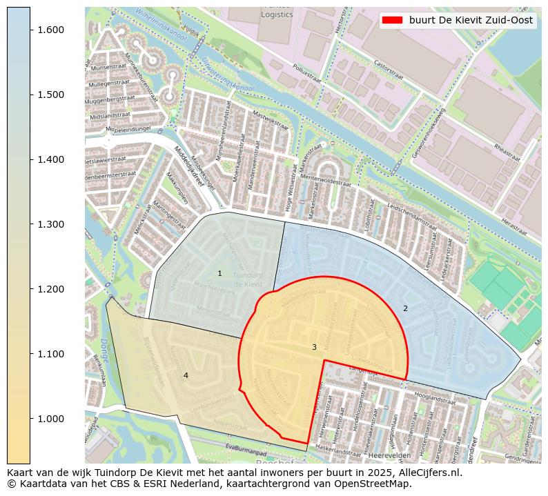 Afbeelding van de buurt De Kievit Zuid-Oost op de kaart.
