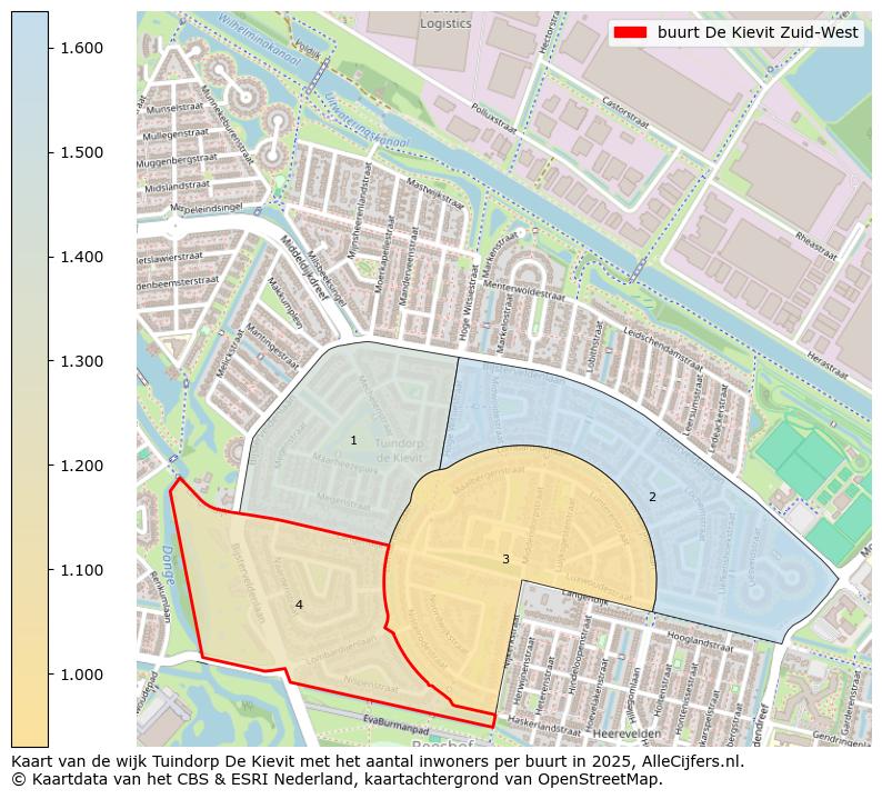 Afbeelding van de buurt De Kievit Zuid-West op de kaart.