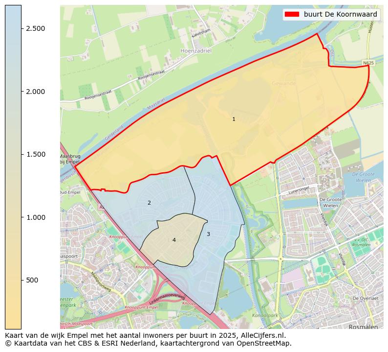 Afbeelding van de buurt De Koornwaard op de kaart.