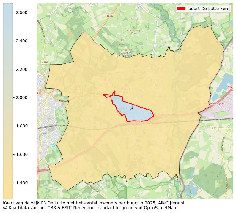 Afbeelding van de buurt De Lutte kern op de kaart.