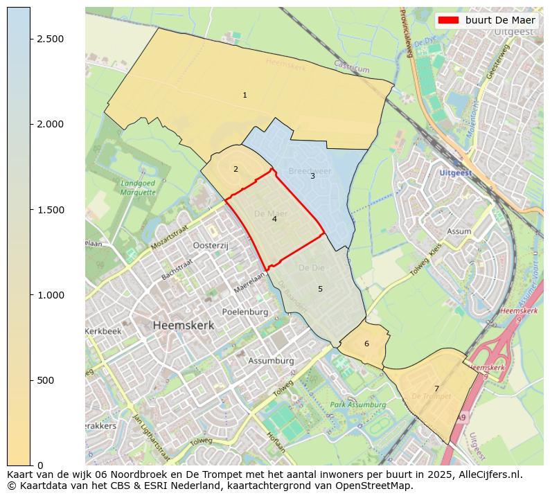 Afbeelding van de buurt De Maer op de kaart.