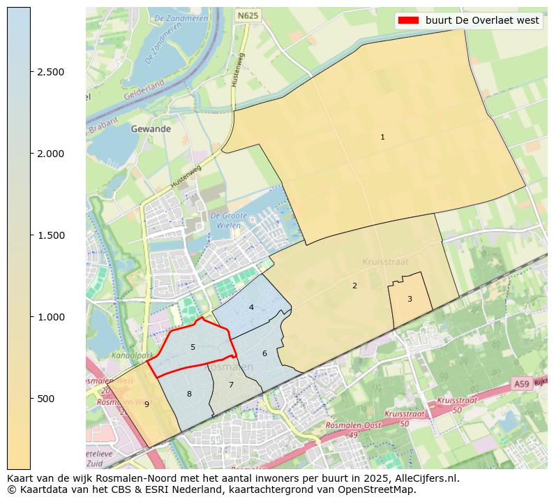 Afbeelding van de buurt De Overlaet west op de kaart.