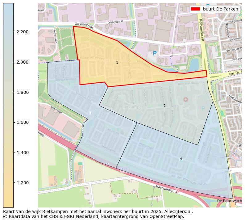 Afbeelding van de buurt De Parken op de kaart.