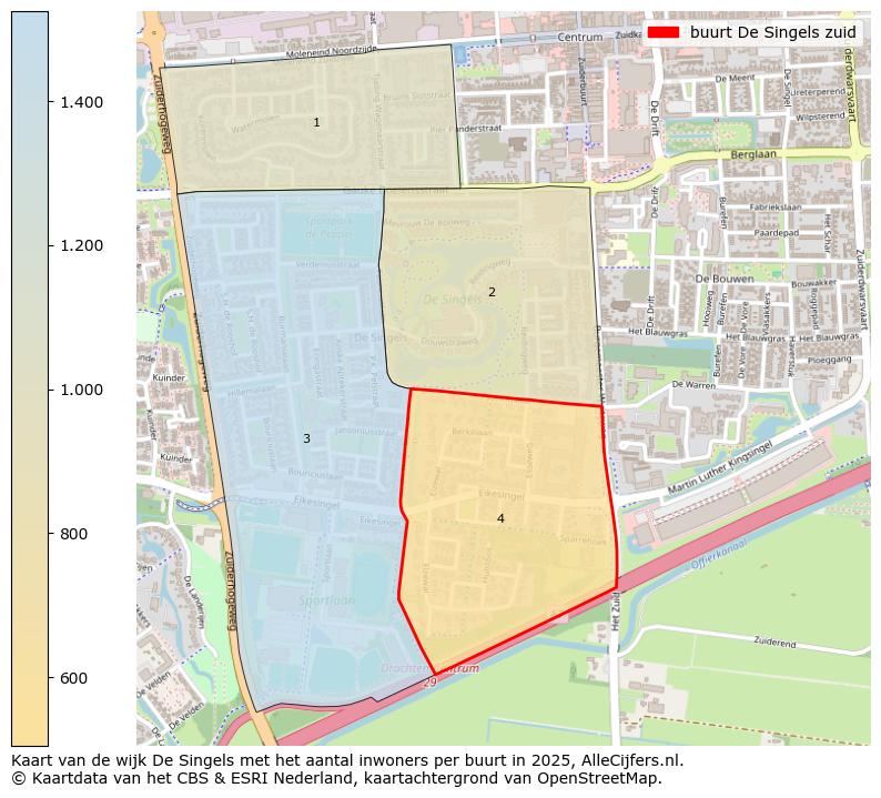 Afbeelding van de buurt De Singels zuid op de kaart.