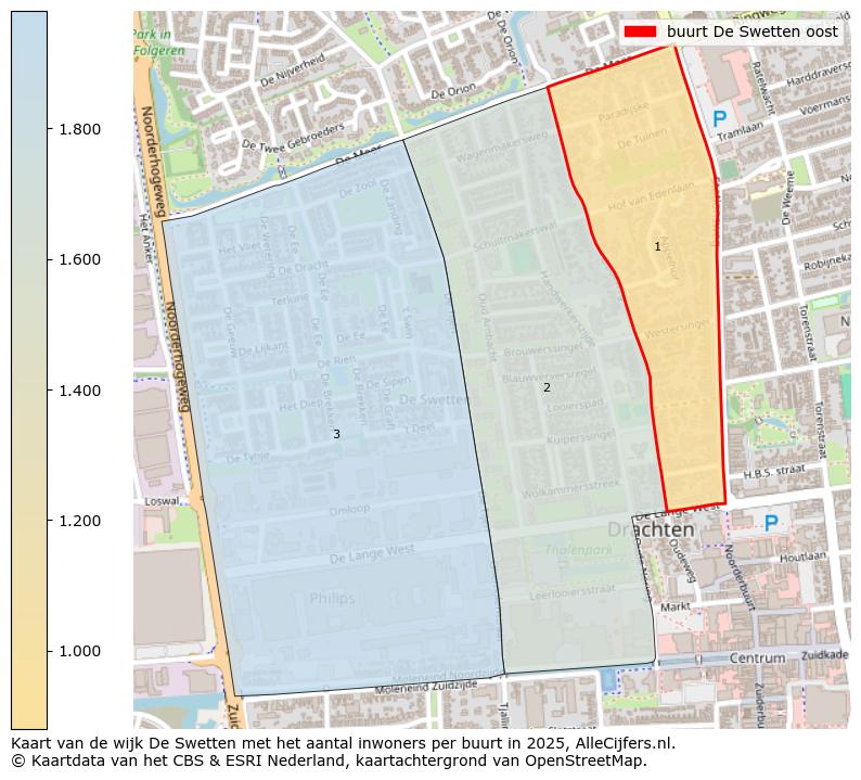 Afbeelding van de buurt De Swetten oost op de kaart.