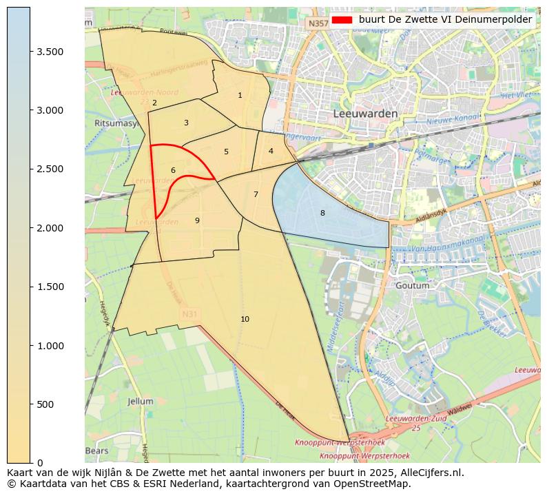 Afbeelding van de buurt De Zwette VI Deinumerpolder op de kaart.