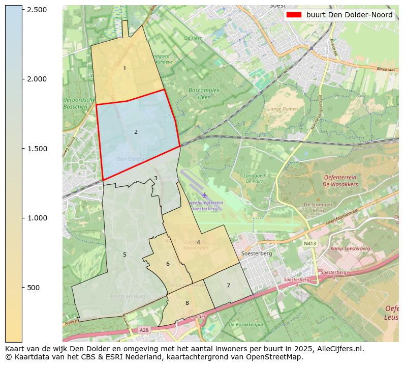 Afbeelding van de buurt Den Dolder-Noord op de kaart.