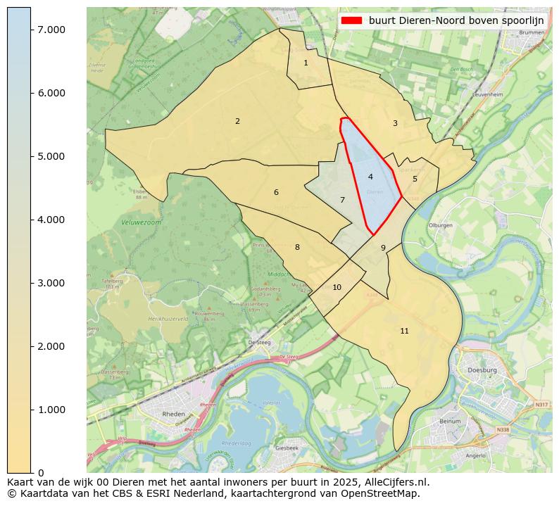 Afbeelding van de buurt Dieren-Noord boven spoorlijn op de kaart.