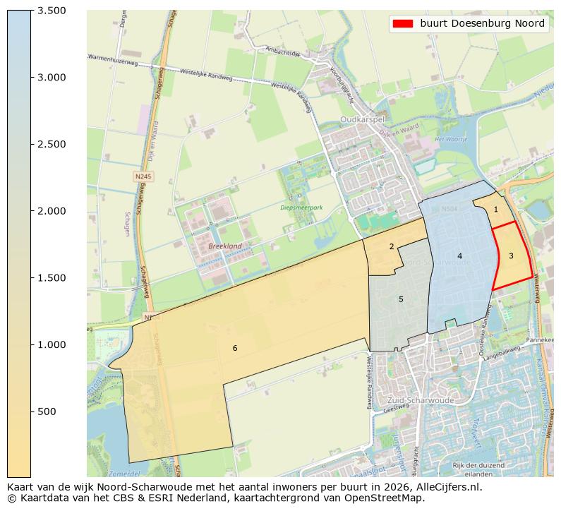 Afbeelding van de buurt Doesenburg Noord op de kaart.