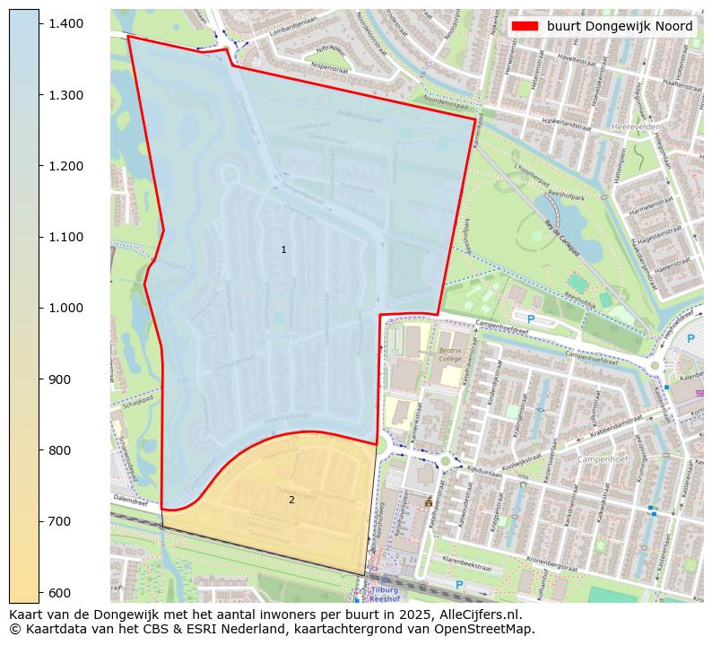 Afbeelding van de buurt Dongewijk Noord op de kaart.