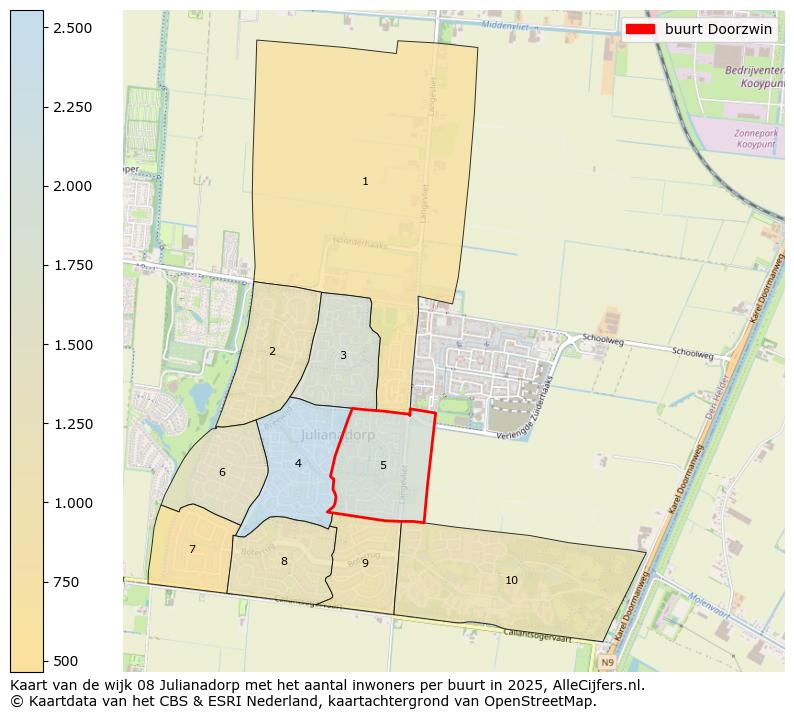 Afbeelding van de buurt Doorzwin op de kaart.