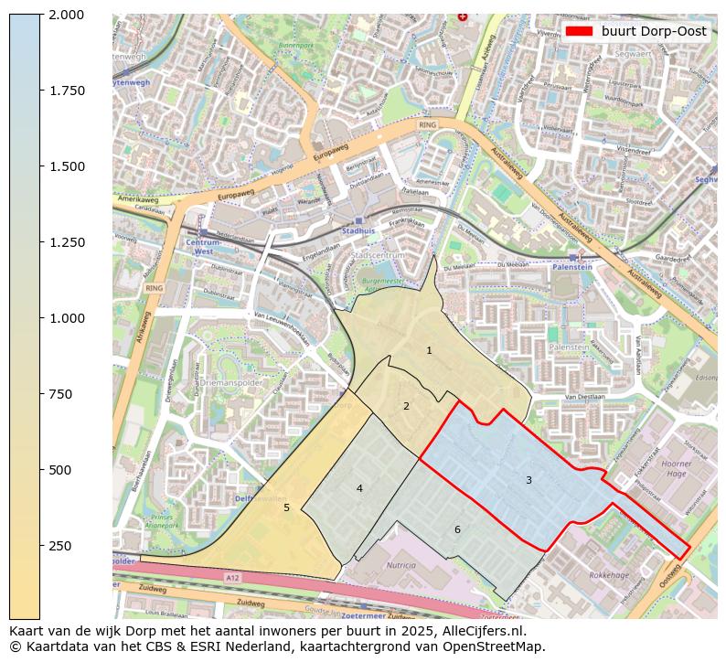 Afbeelding van de buurt Dorp-Oost op de kaart.