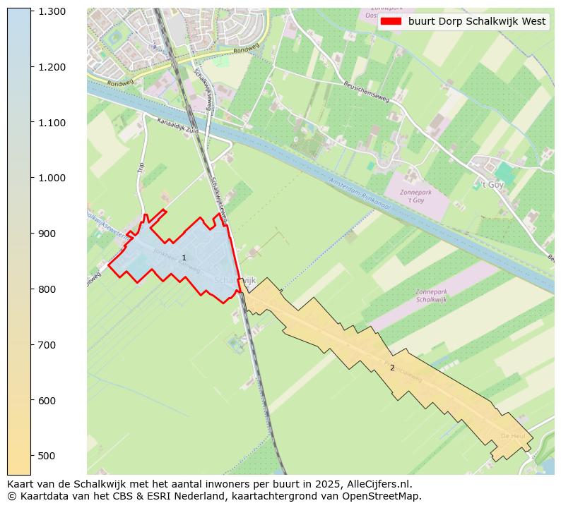 Afbeelding van de buurt Dorp Schalkwijk West op de kaart.