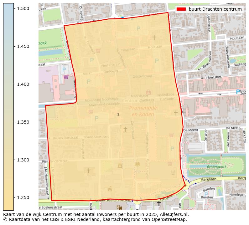 Afbeelding van de buurt Drachten centrum op de kaart.