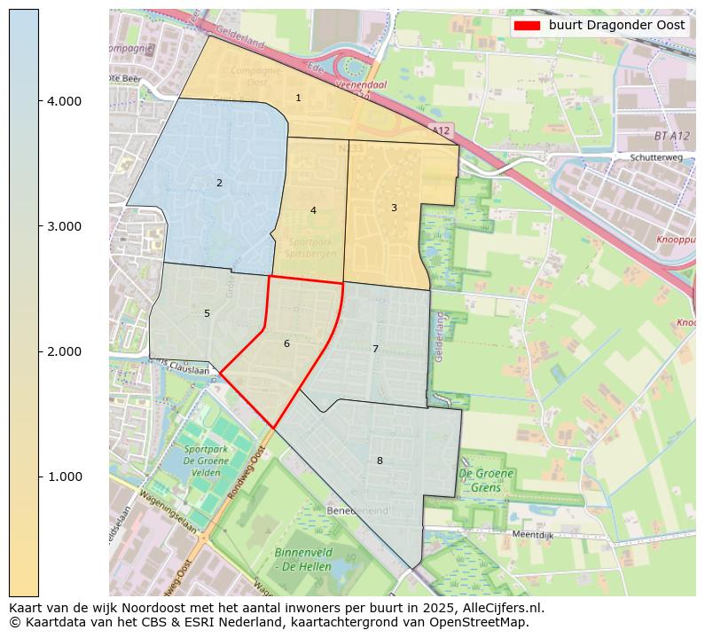 Afbeelding van de buurt Dragonder Oost op de kaart.