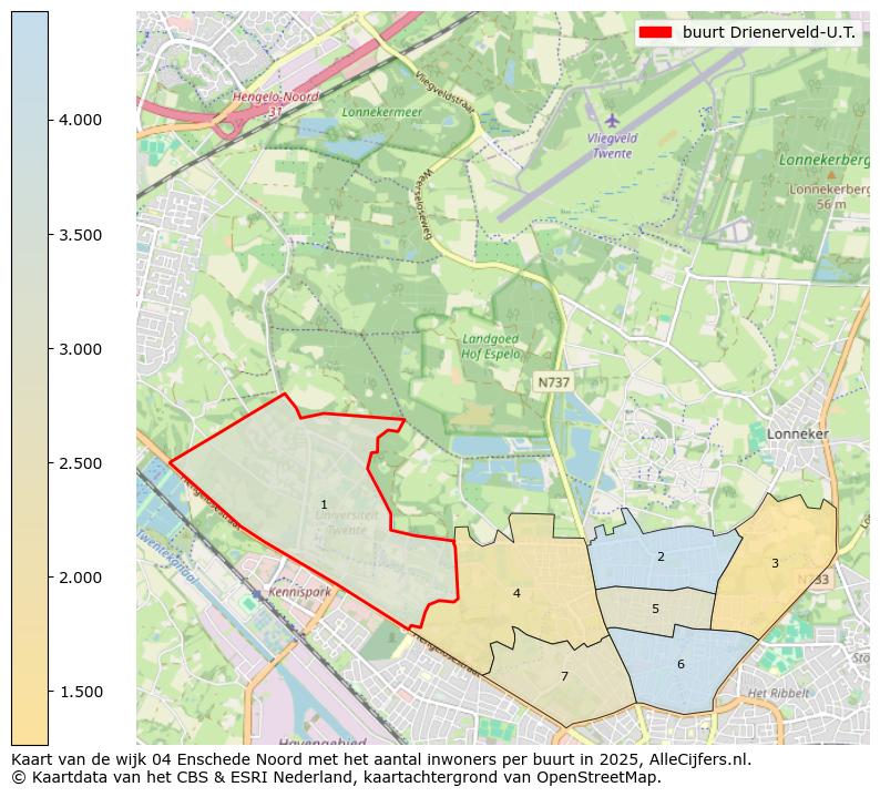 Afbeelding van de buurt Drienerveld-U.T. op de kaart.