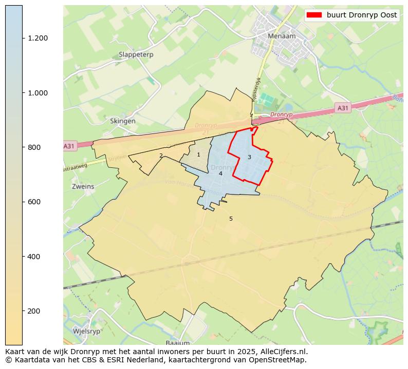 Afbeelding van de buurt Dronryp Oost op de kaart.