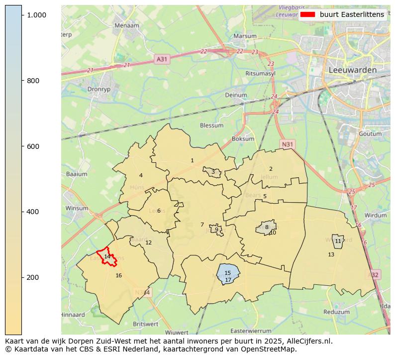 Afbeelding van de buurt Easterlittens op de kaart.