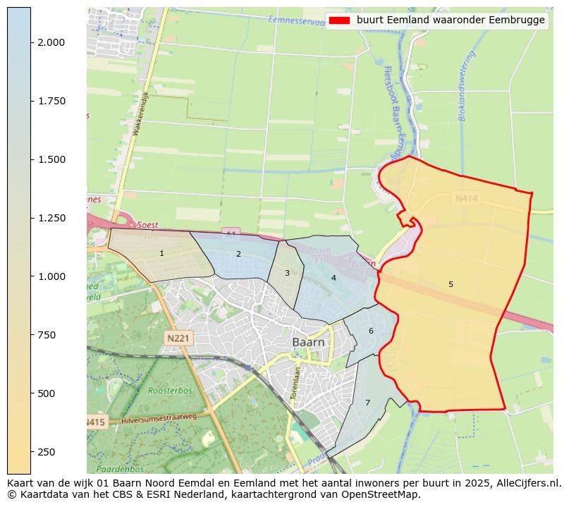 Afbeelding van de buurt Eemland waaronder Eembrugge op de kaart.