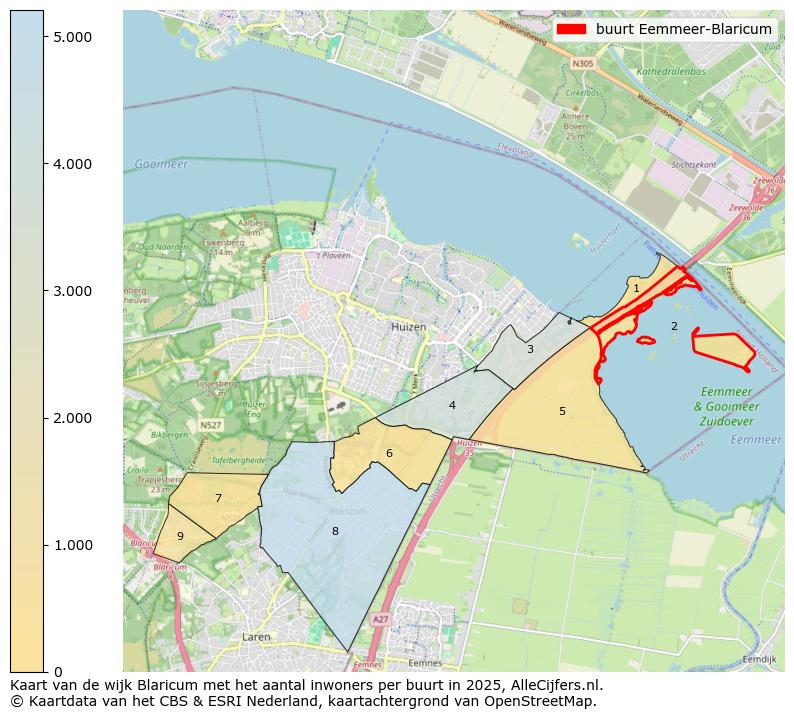 Afbeelding van de buurt Eemmeer-Blaricum op de kaart.