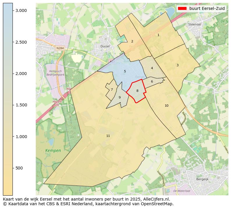 Afbeelding van de buurt Eersel-Zuid op de kaart.