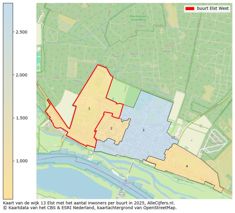 Afbeelding van de buurt Elst West op de kaart.