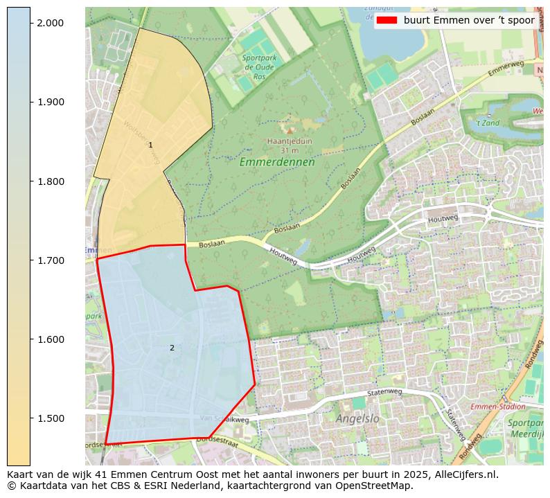 Afbeelding van de buurt Emmen over ’t spoor op de kaart.